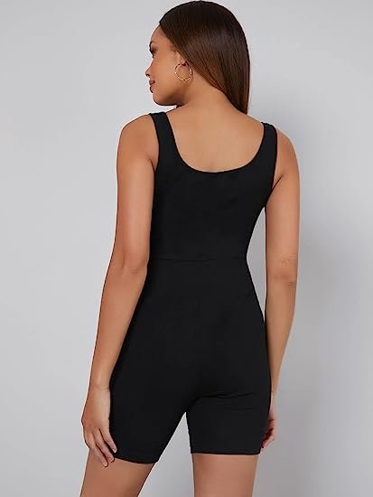 Women's Maternity Scoop Neck Tank Romper Summer Shorts Jumpsuit